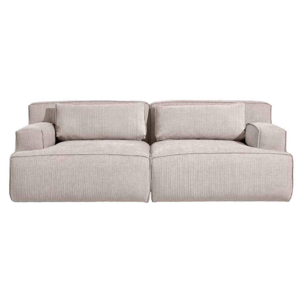 CANAPÉ DROIT MODULABLE 4 PLACES EN TISSU LINEN BEIGE – Image 2