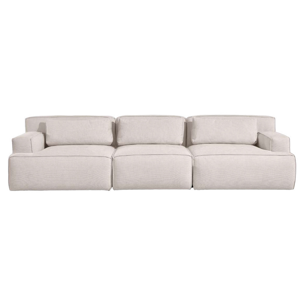 CANAPÉ DROIT MODULABLE 4 PLACES EN TISSU LINEN BEIGE